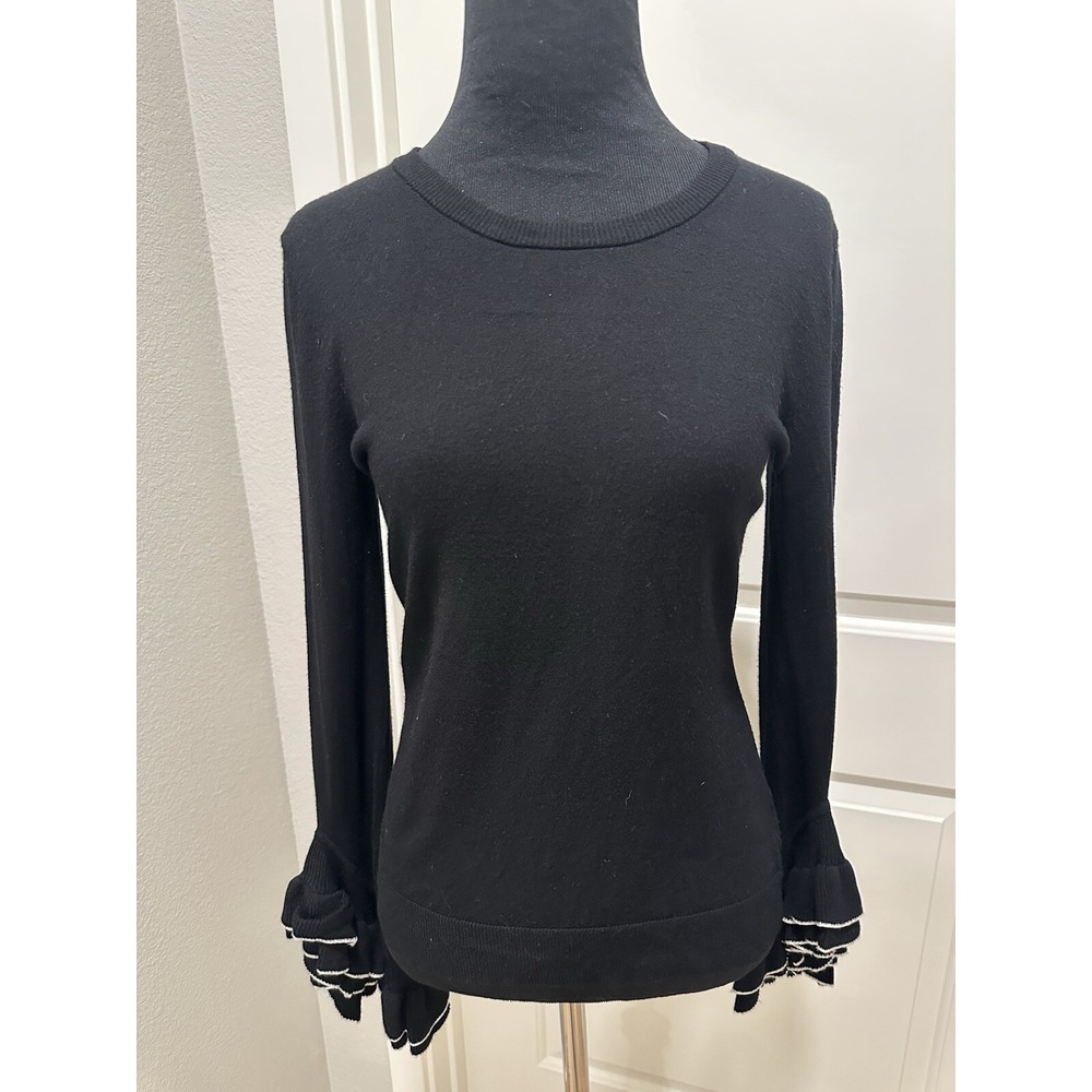 Black Sweater MILLY Anthropologie Small Bell-sleeves Boho Funky